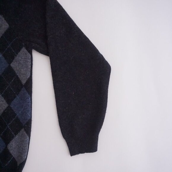 Vintage '90S Brooks Brothers Navy Argyle 100% Lambswool V-Neck Knit Sweater L - Picture 9 of 10